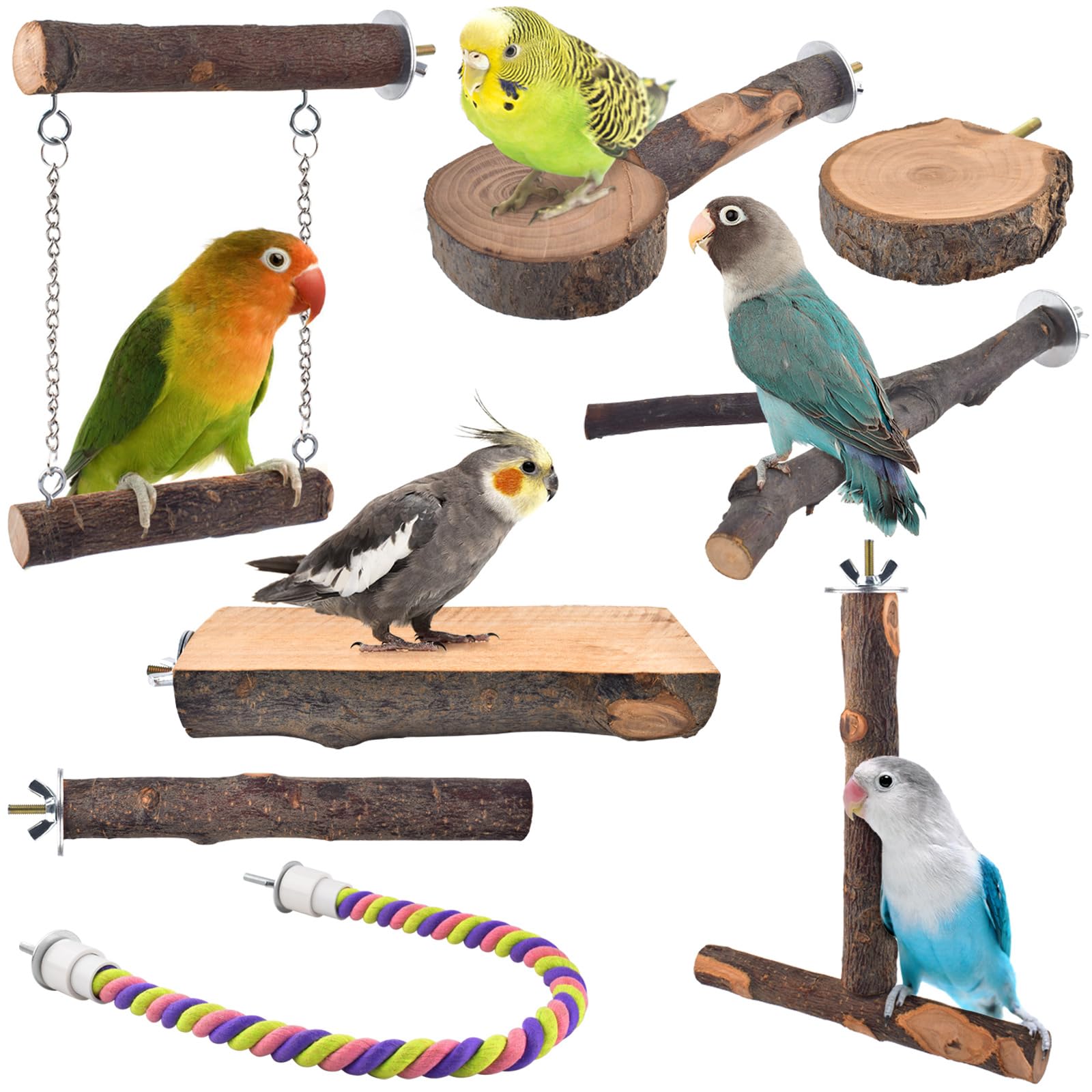 DBNESS natural apple wood branch perch for cages promotes foot exercise and climbing