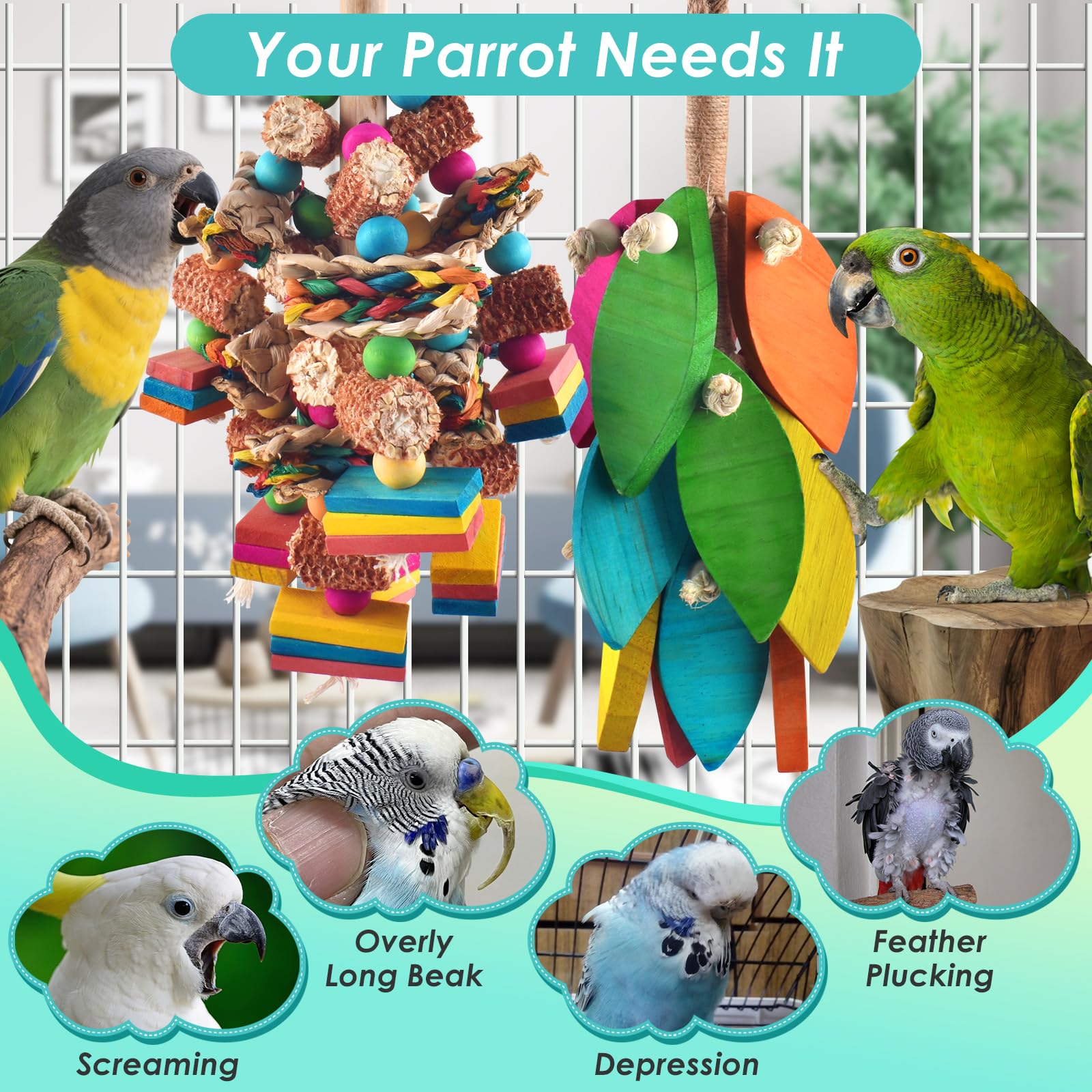 DBNESS colorful parrot toy set designed for large-bird enrichment