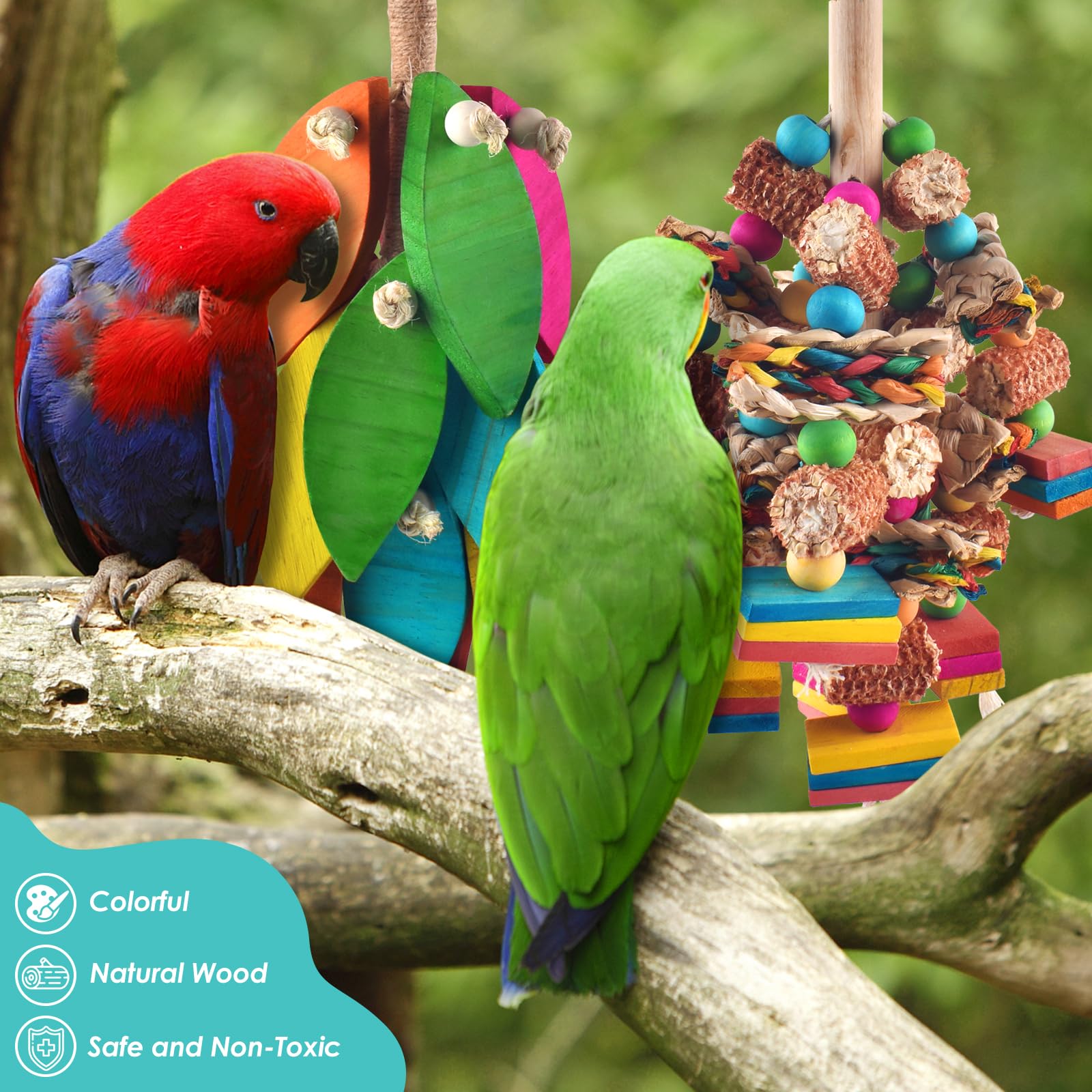 DBNESS two-piece parrot toy set easily installs on cages or branches