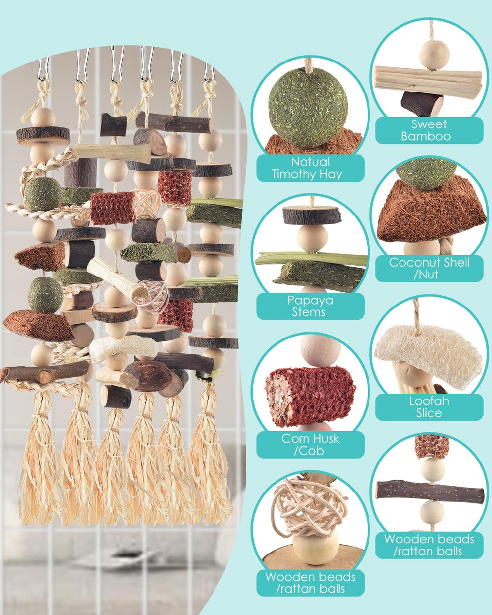 DBNESS hanging chew toys for small animals encourage interactive play.