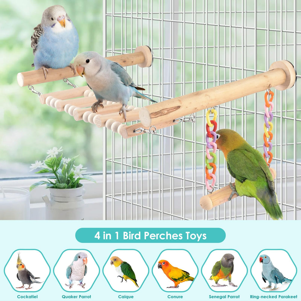 DBNESS parrot bridge perch for cage with hooks enables flexible, space-saving installations
