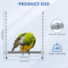 DBNESS parrot swing with chains shows stable mounting for safe swinging.