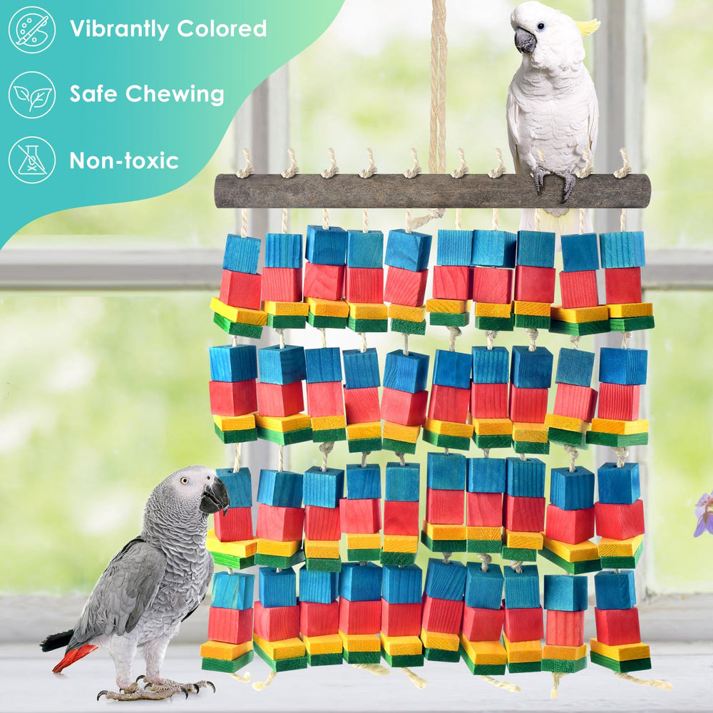 DBNESS XL bird toy with twine rope demonstrates secure hanging and safe play.
