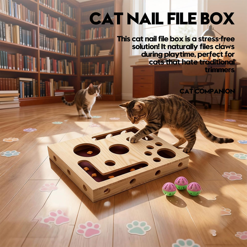 DBZ Cat Puzzle Box with bell ball engages cats for enriching play.