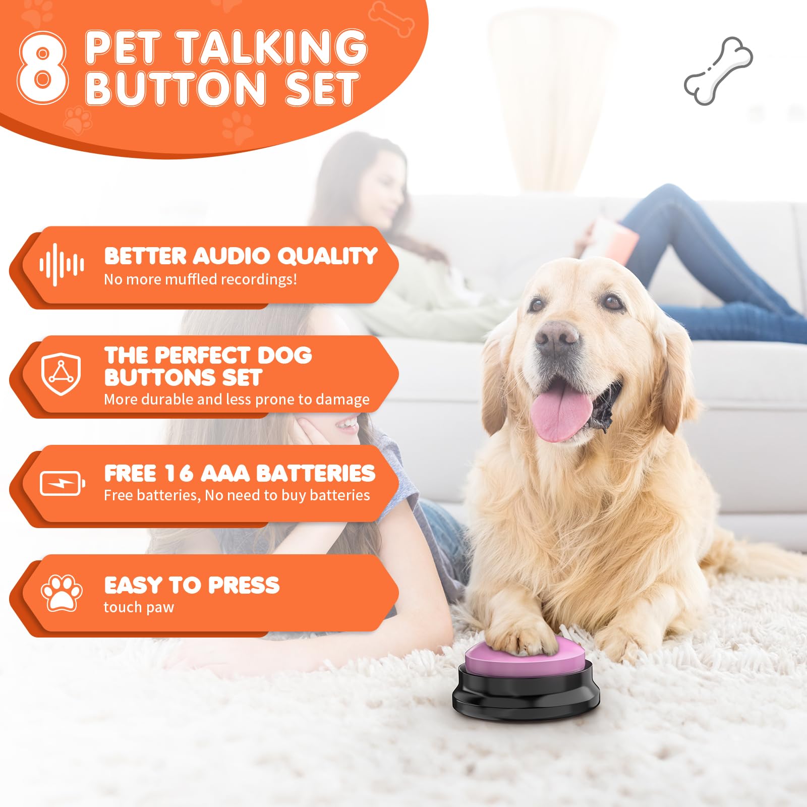 DCIAER dog buttons with eight recordable keys for versatile commands