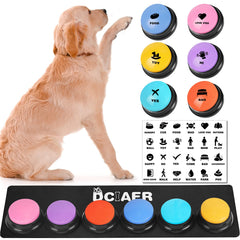 DCIAER dog buttons communication set shown as a ready-to-use kit for pet word learning.
