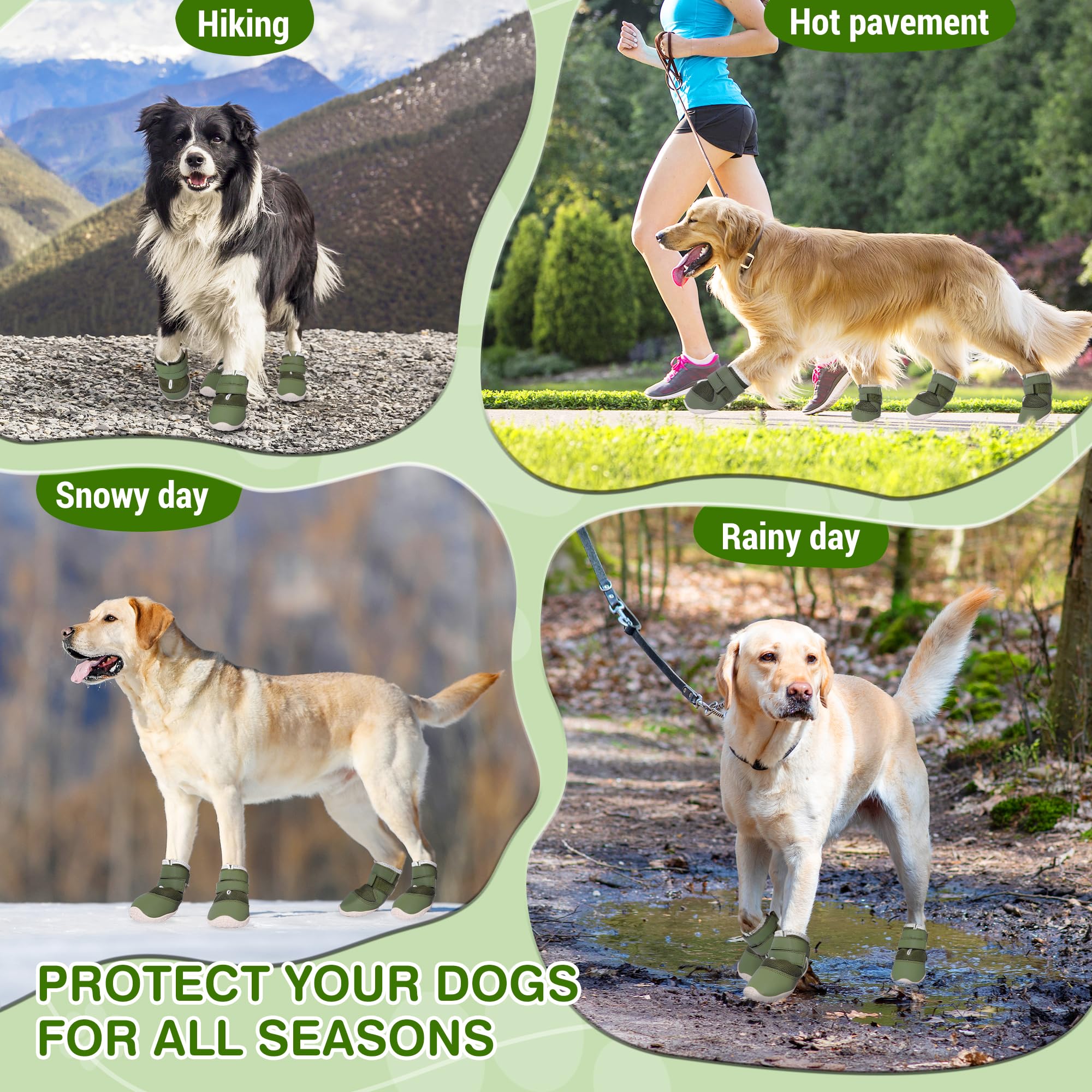 DcOaGt dog shoes 360-degree anti-slip opening keeps boots in place.