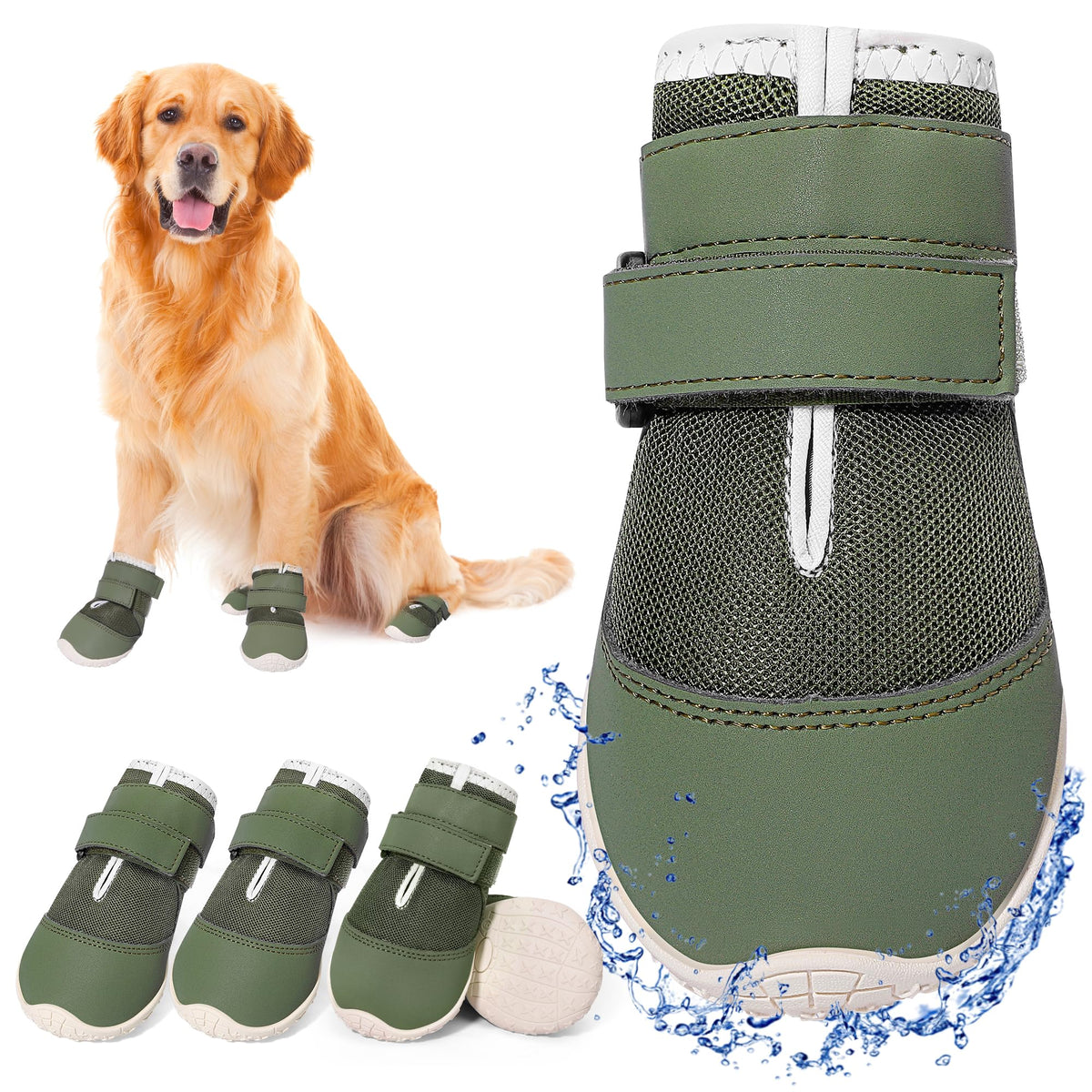 DcOaGt dog shoes size 8 for paw width 3.0-3.2 inches on large dogs.