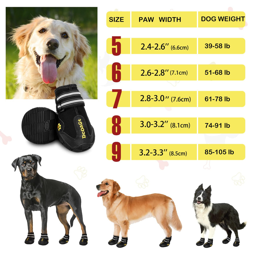 DcOaGt dog shoes with waterproof breathable materials for all-weather protection.