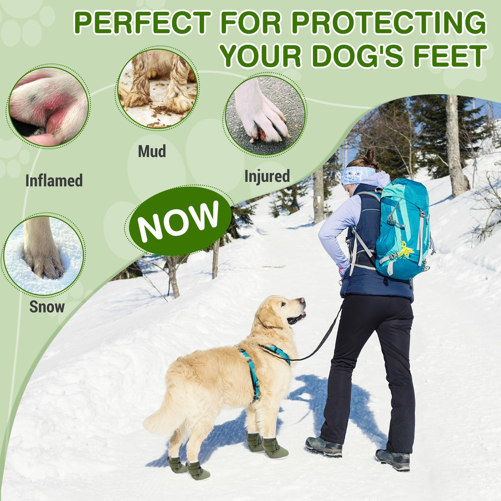 DcOaGt paw protectors support hiking and winter walking.