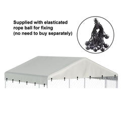 Ddeman beige kennel cover shielding sun, rain, and snow