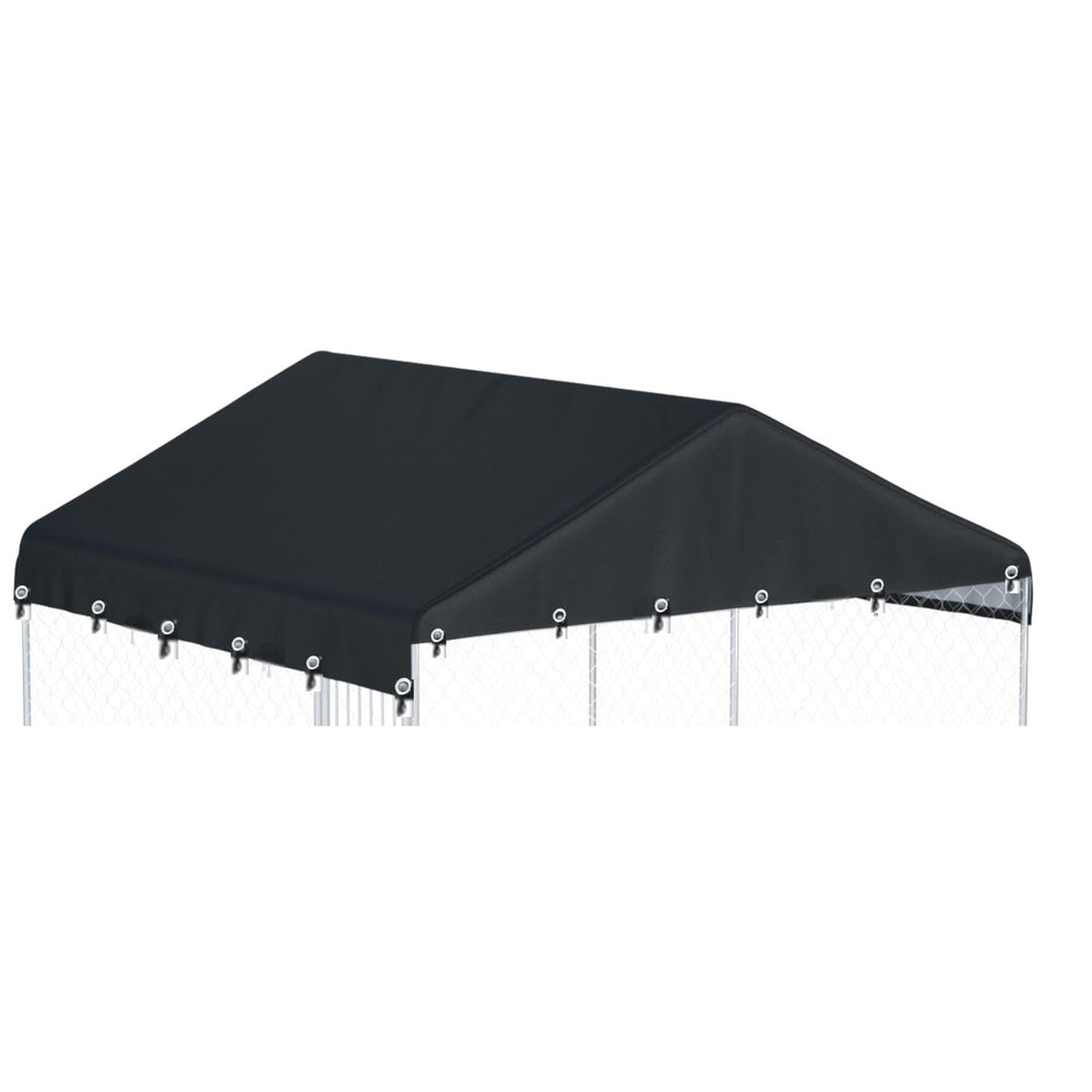 Ddeman Outdoor Kennel Cover 10x10 folded, ready to protect from weather.