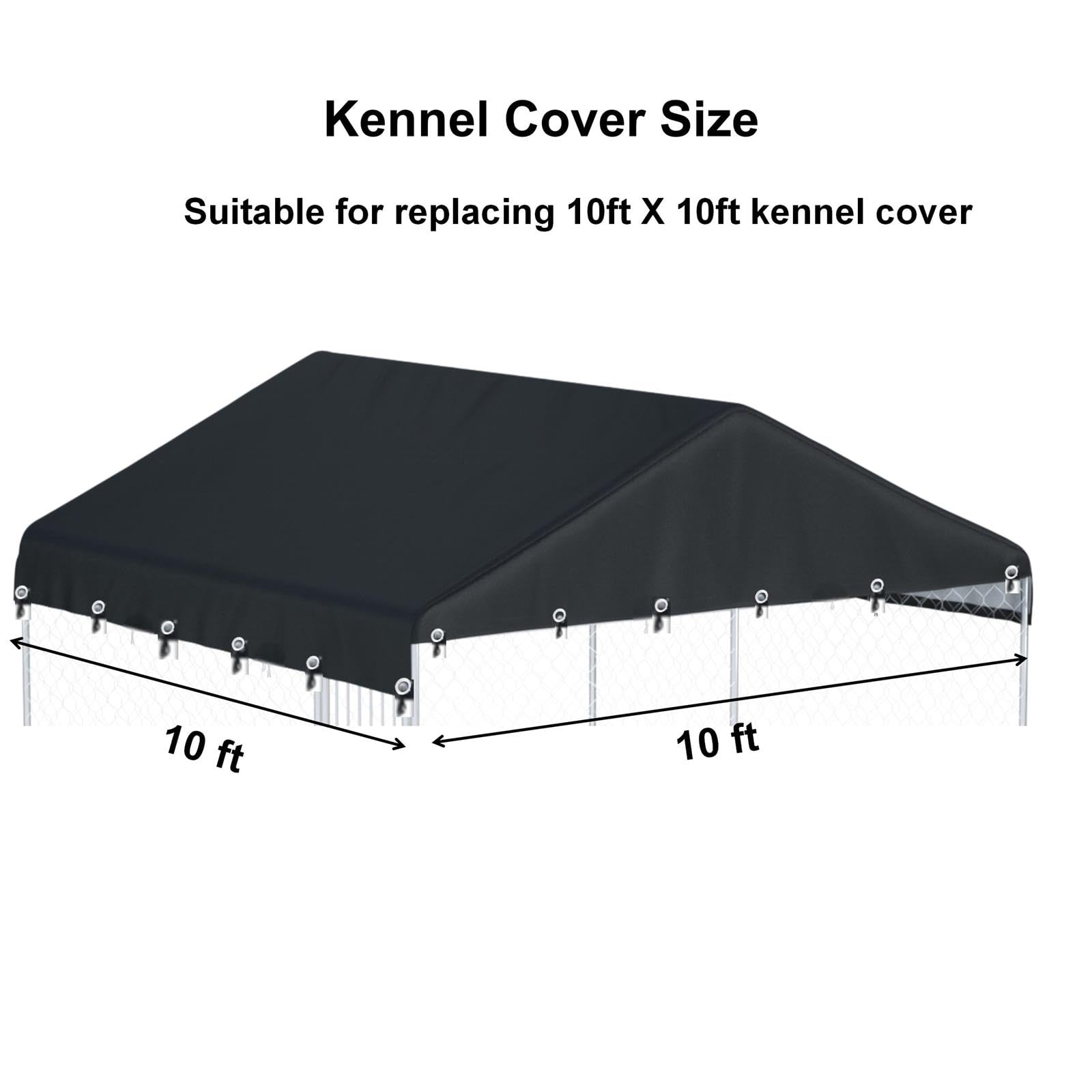 Ddeman kennel cover 10x10 installed on frame, shielding sun and rain.