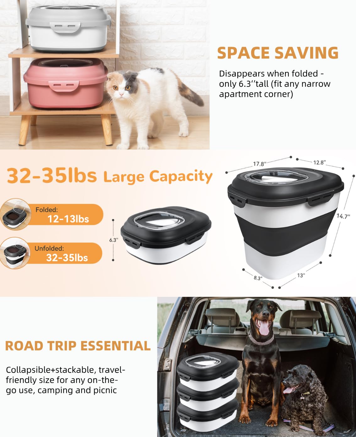 DDMOMMY black pet food storage in use in a busy kitchen