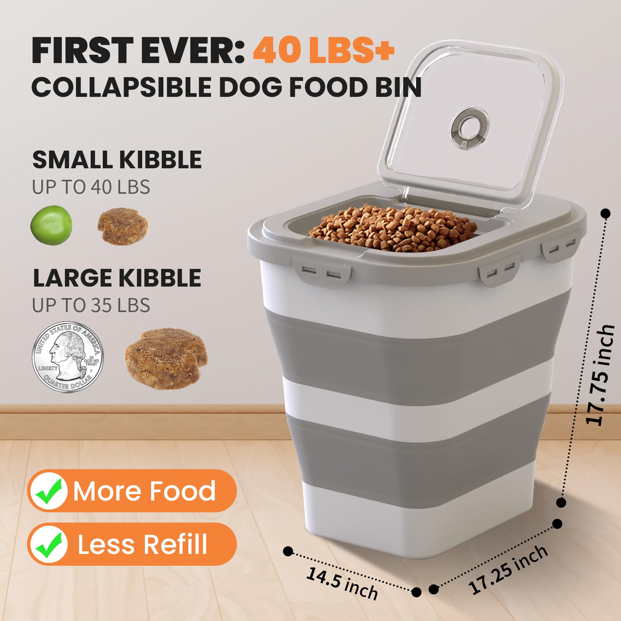 DDMOMMY collapsible dog food bin with wheels for easy movement.