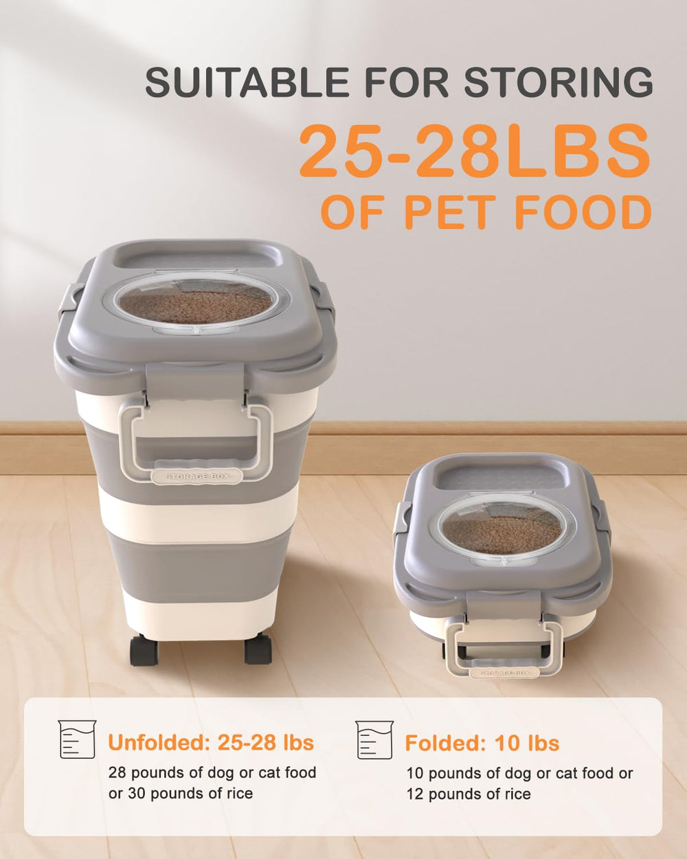 DDMOMMY collapsible pet food container ready for compact storage