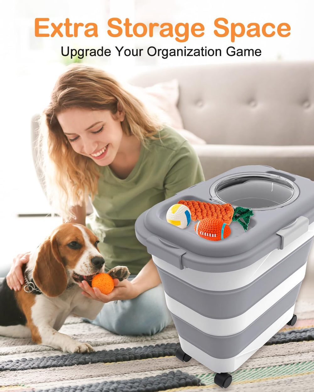 DDMOMMY detachable wheels and handle simplify moving the container