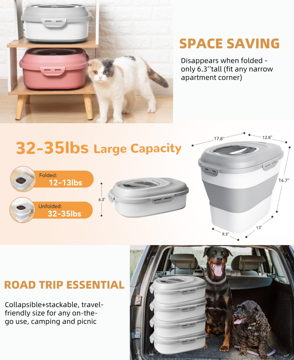 DDMOMMY large-capacity storage for dogs and cats supports regular meals.
