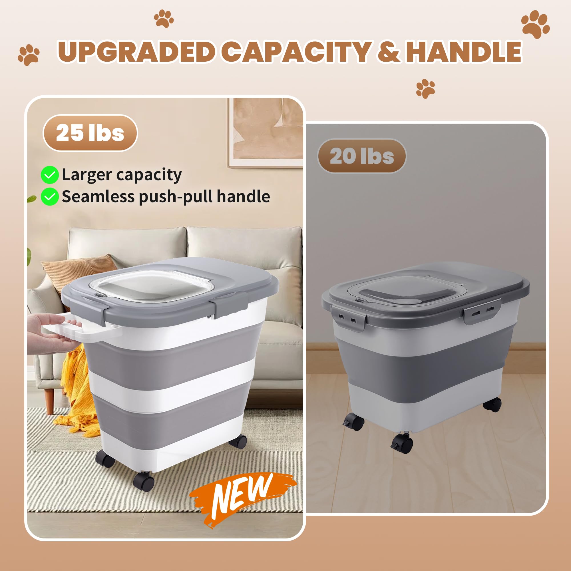 DDMOMMY dog food bin with detachable wheels for relocation