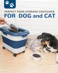DDMOMMY blue airtight dog food container preserving freshness and preventing moisture.