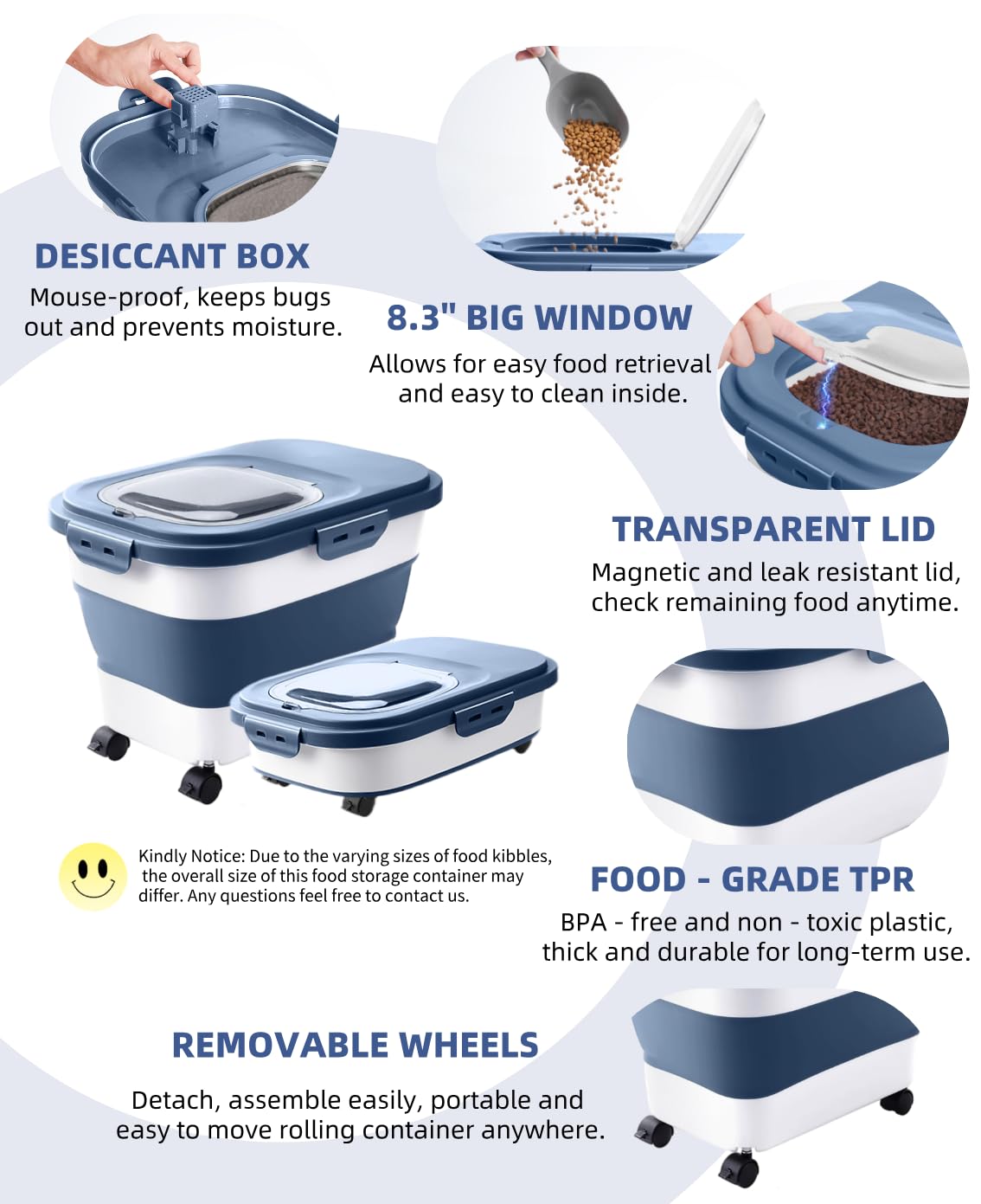 DDMOMMY blue kitchen storage solution for organized pet meals.
