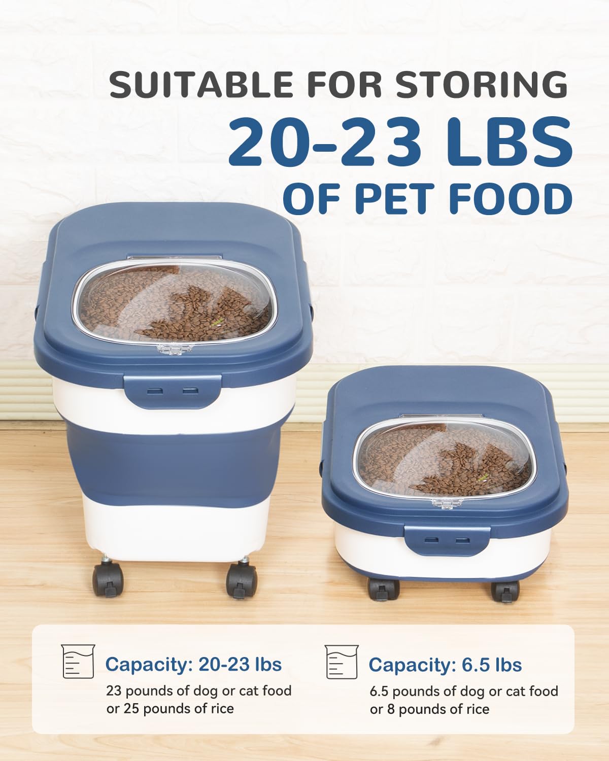 DDMOMMY blue container with scoop and small container for serving.