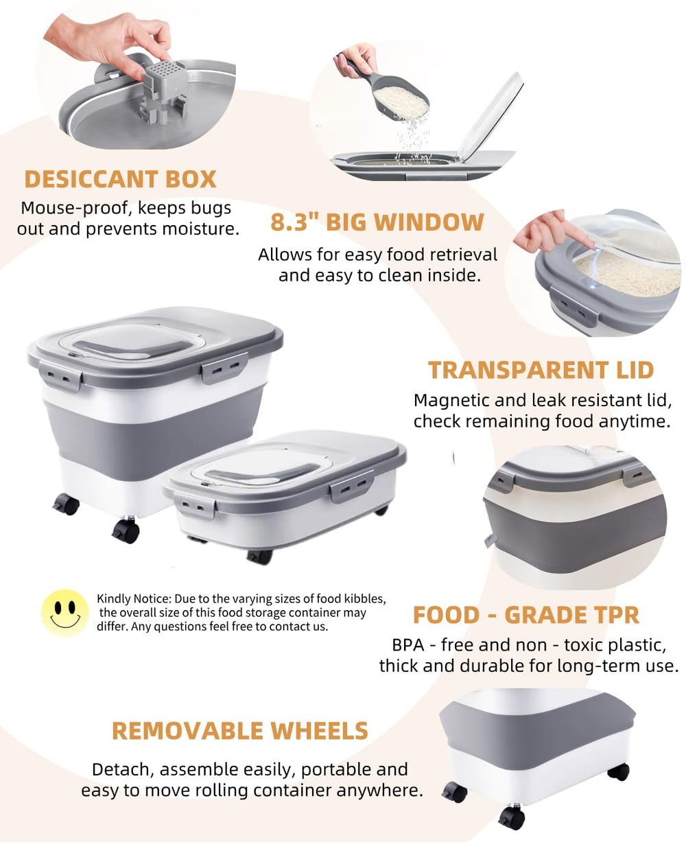 DDMOMMY detachable wheels simplify moving heavy pet food containers.