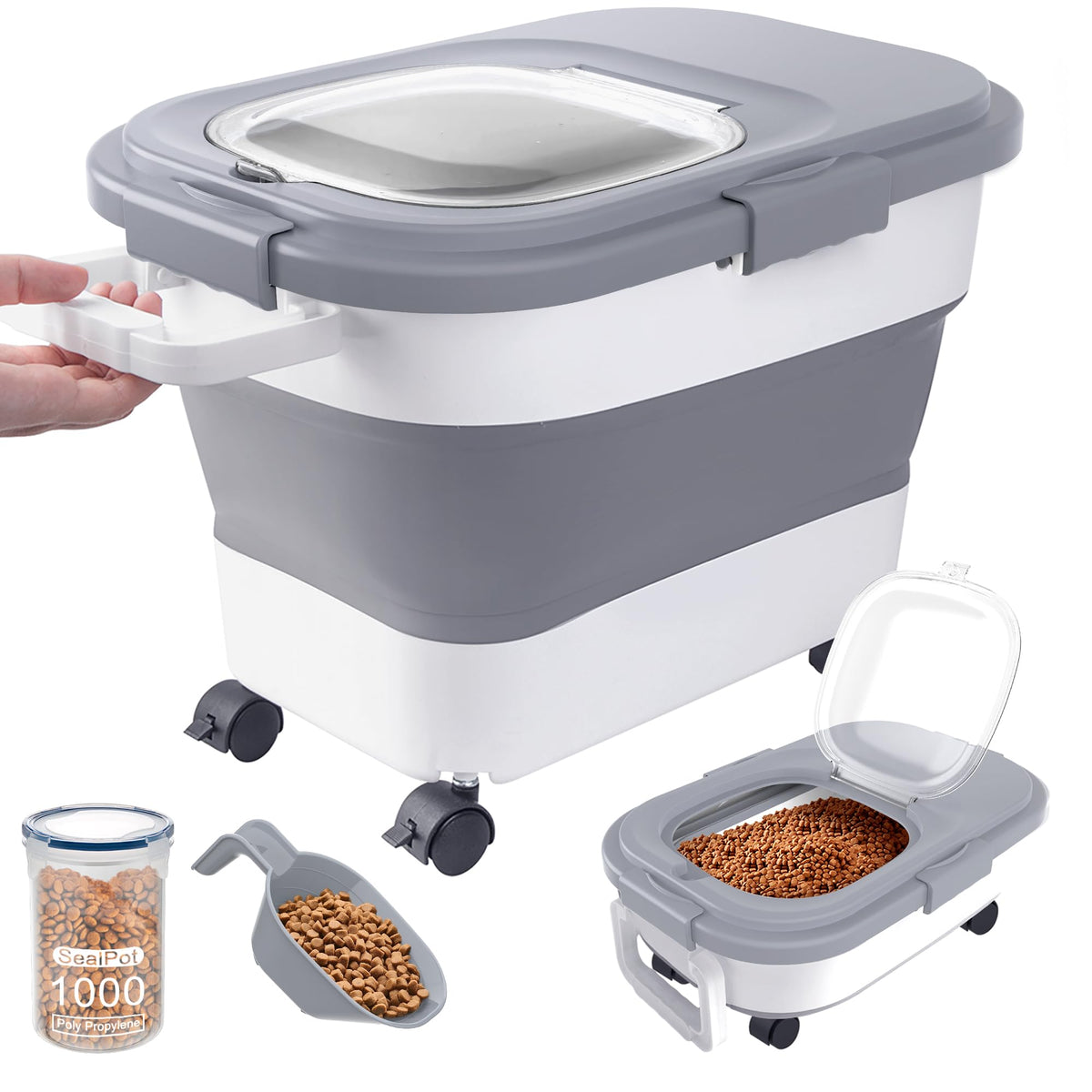 DDMOMMY dog food container front view with airtight lid