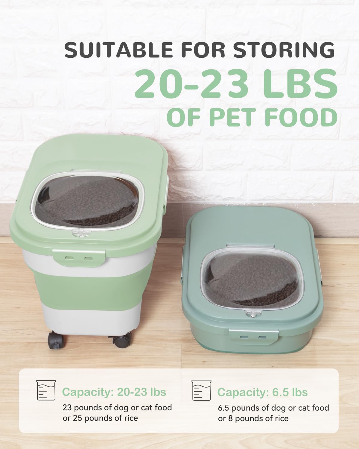 DDMOMMY 23-pound capacity container reduces refills during busy weeks.