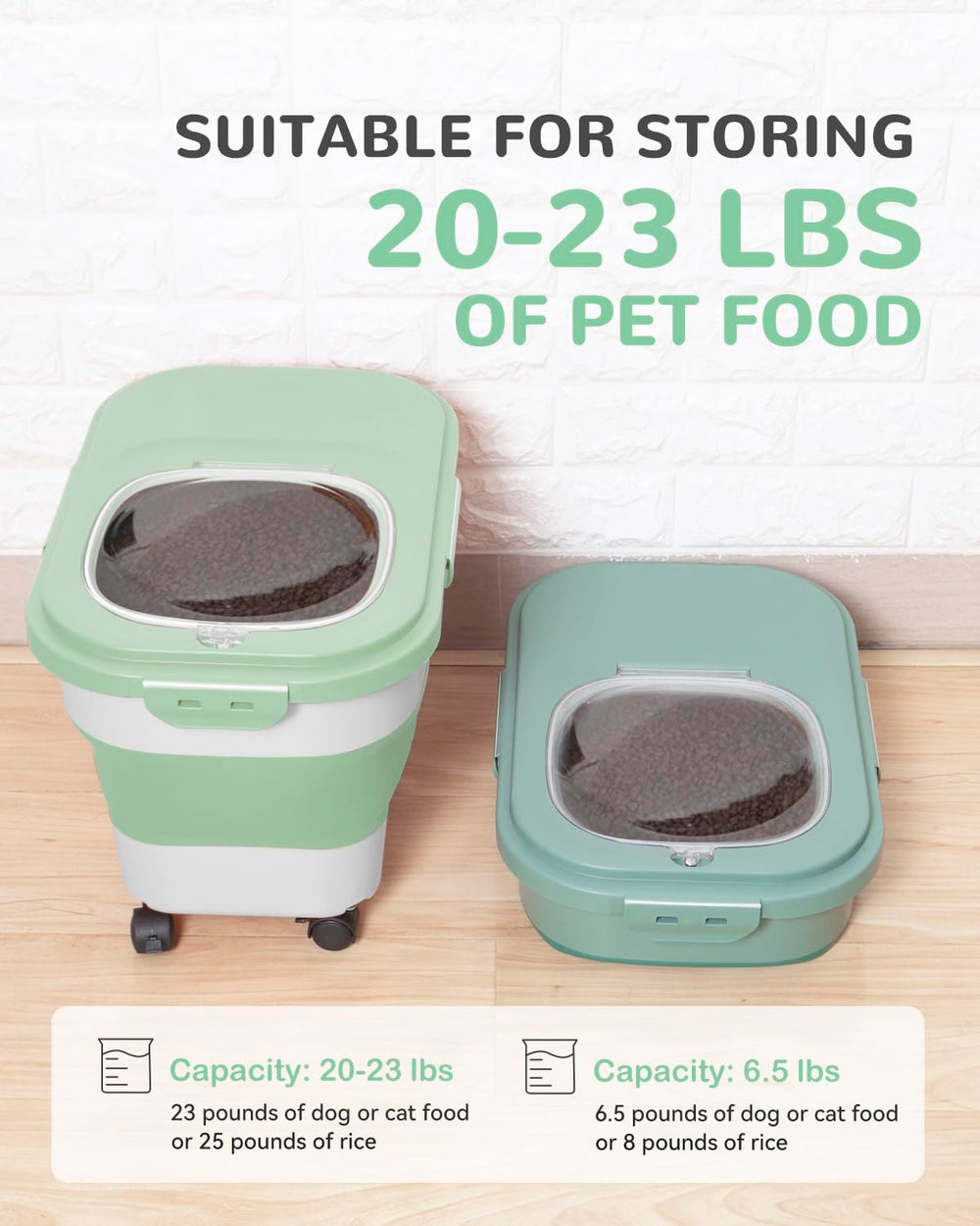 DDMOMMY 23-pound capacity container reduces refills during busy weeks.