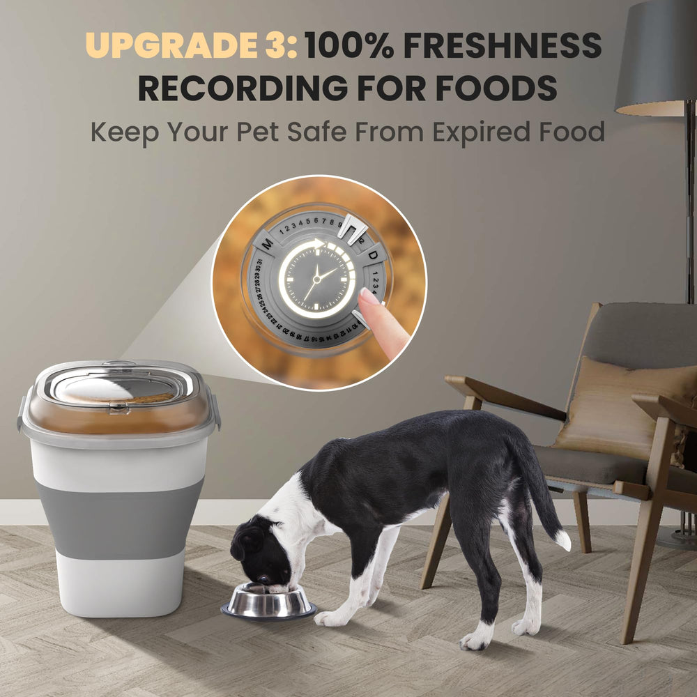 DDMOMMY airtight seal keeps dog food fresh and dry inside the container.