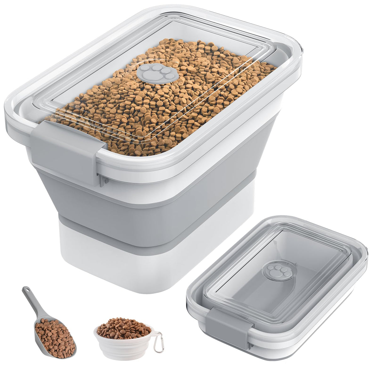 DDMOMMY dog food storage container with closed lid for fresh, mess-free storage