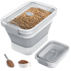 DDMOMMY dog food storage container with closed lid for fresh, mess-free storage