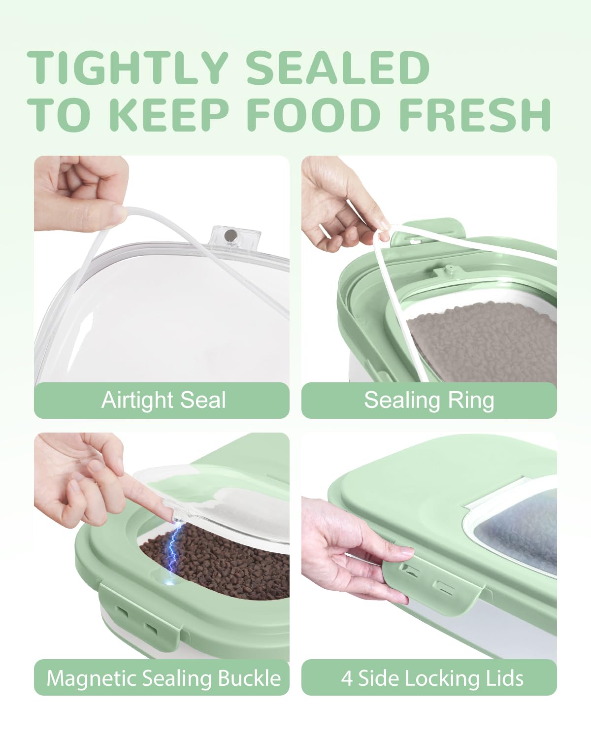 DDMOMMY double airtight seals protect moisture and keep kibble fresh.