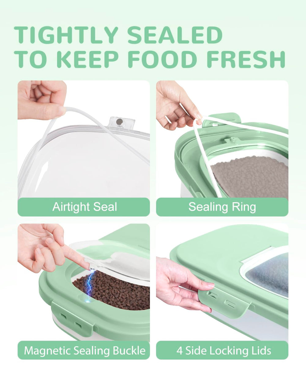 DDMOMMY double airtight seals protect moisture and keep kibble fresh.