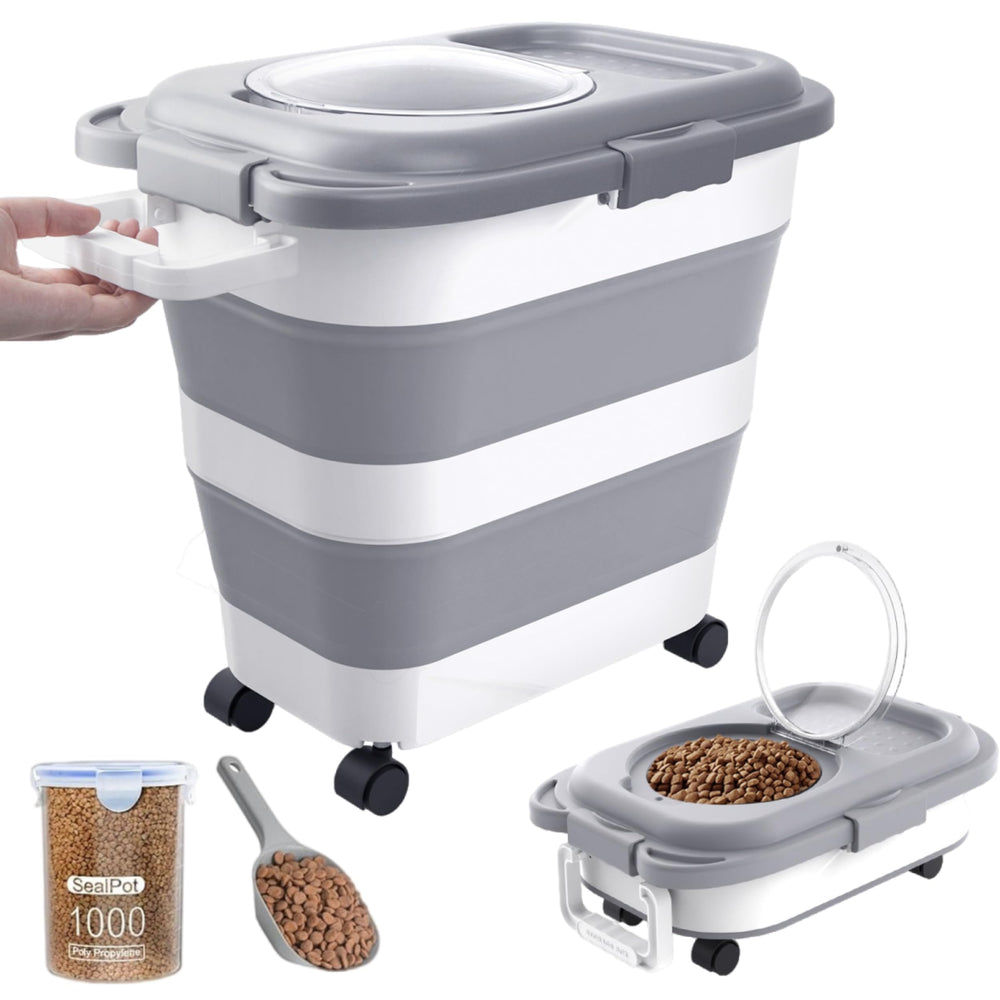 DDMOMMY dog food storage container with handle for easy transport