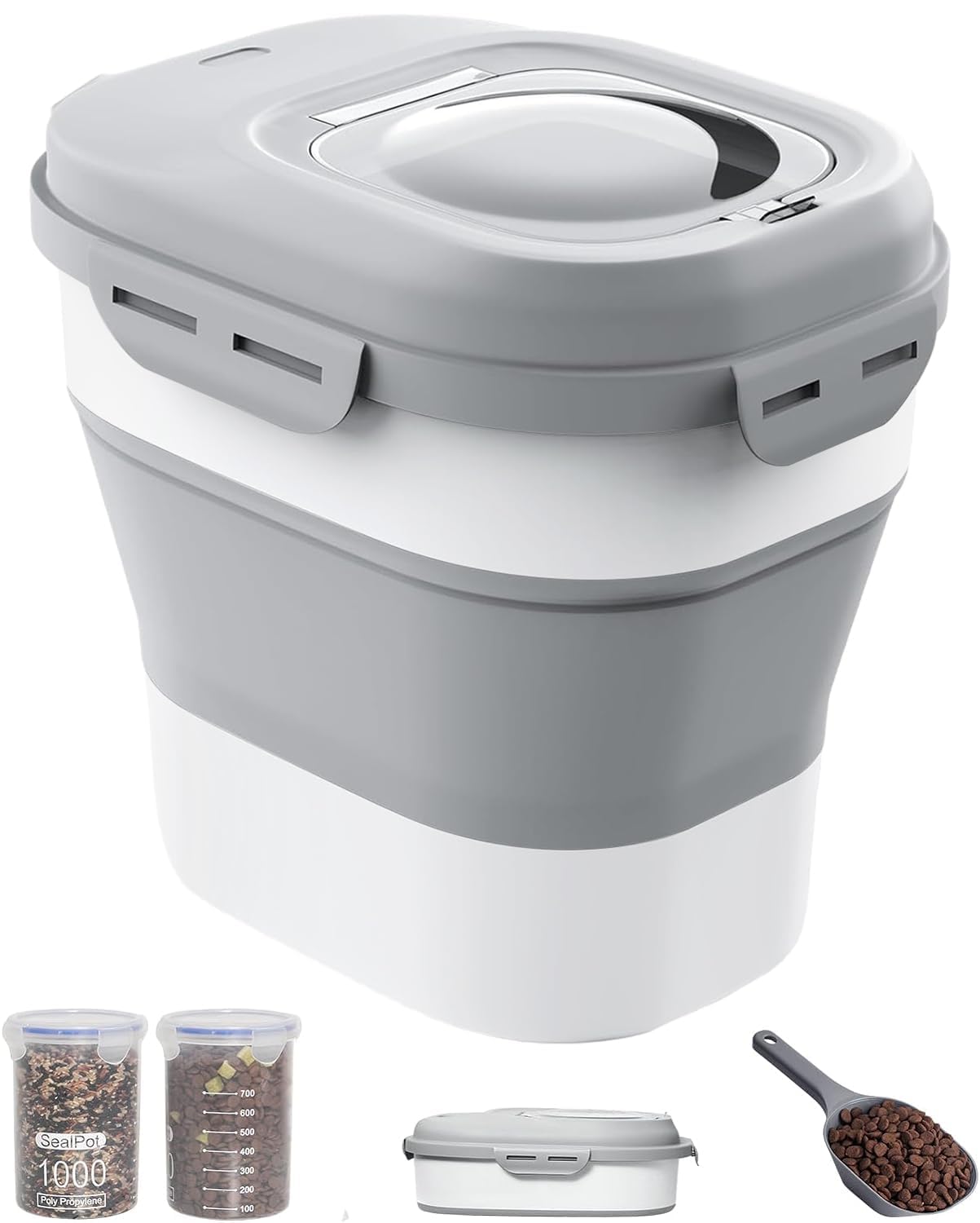 DDMOMMY foldable dog food container with lid keeps portions fresh and organized.