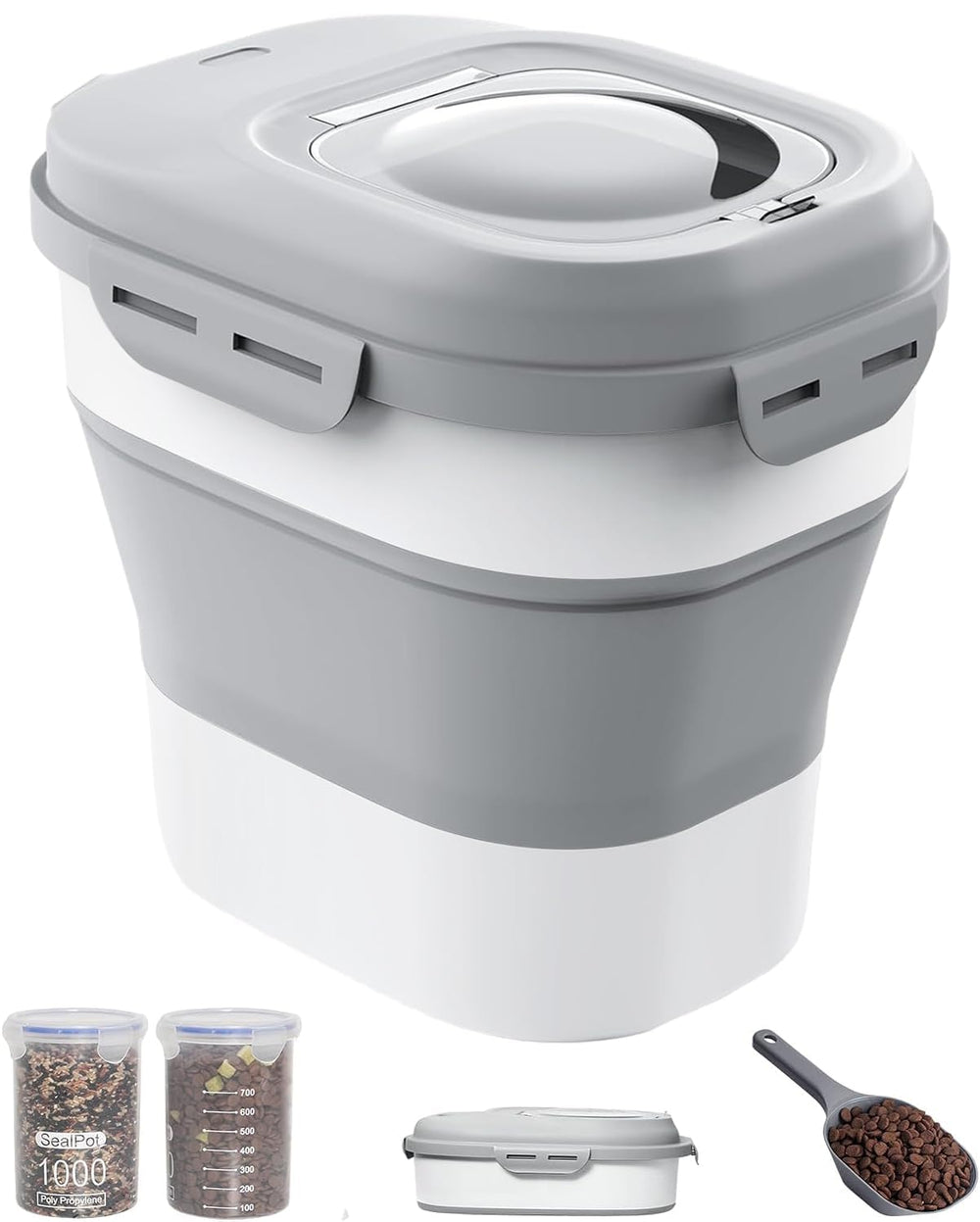 DDMOMMY foldable dog food container with lid keeps portions fresh and organized.