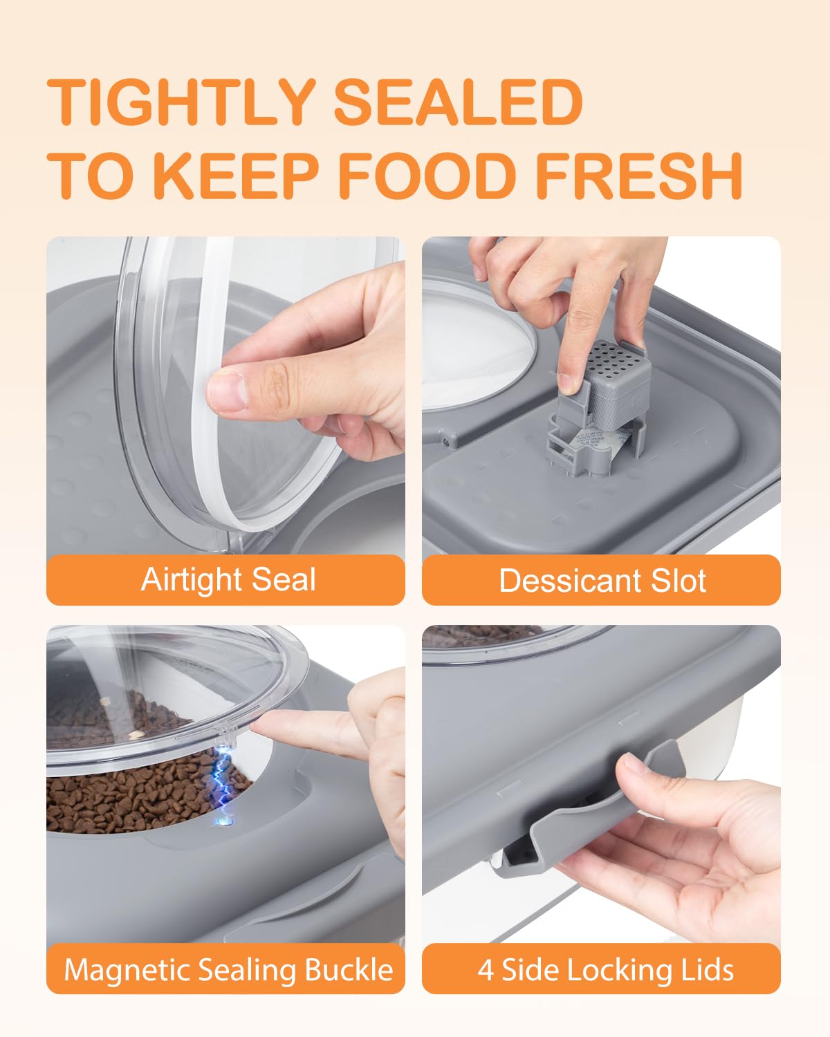 DDMOMMY large-capacity dog food bin holding up to 23 pounds of dry food