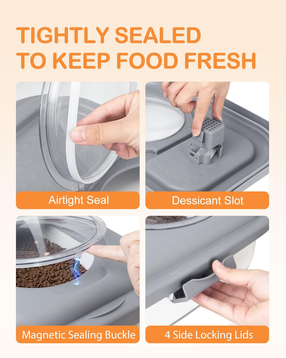 DDMOMMY large-capacity dog food bin holding up to 23 pounds of dry food