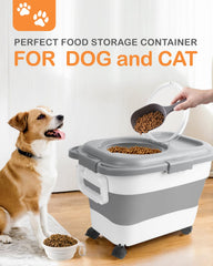 DDMOMMY pet food storage on wheels for easy transport around the home
