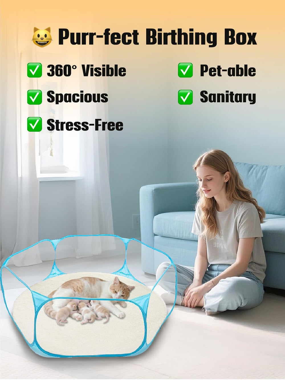 DDOTLUNA dog whelping box portable for safe whelping and simple transport