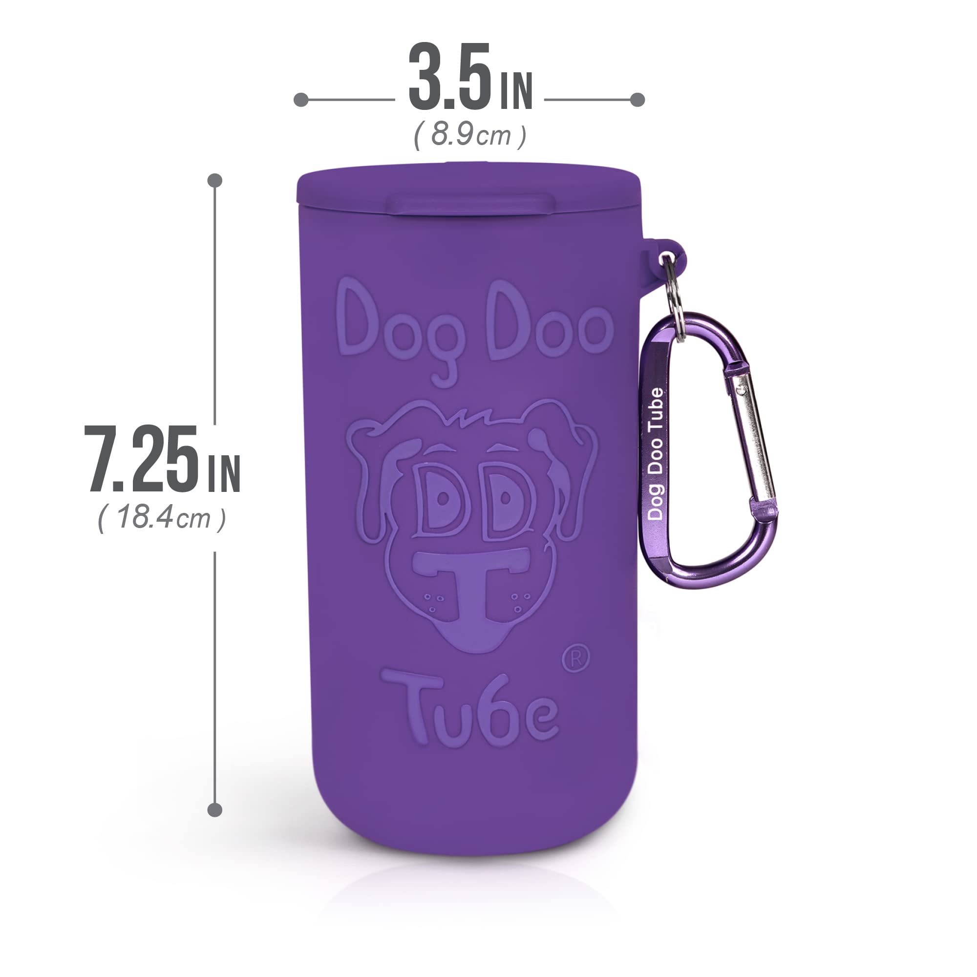 DDT Dog Doo Tube attached to leash for easy waste storage.