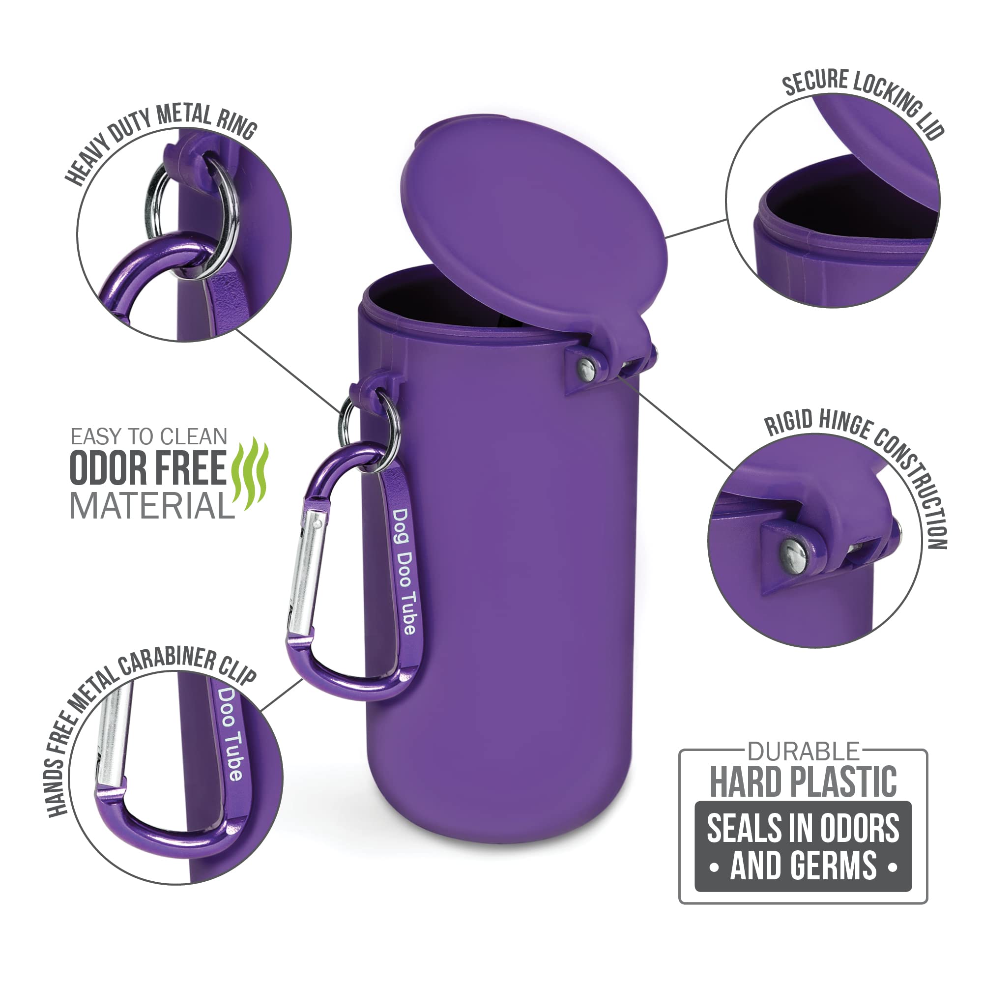 DDT Dog Doo Tube purple color for portable odor control on walks.