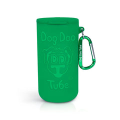 DDT Doo Tube poop bag carrier used on a walk for mess-free transport.