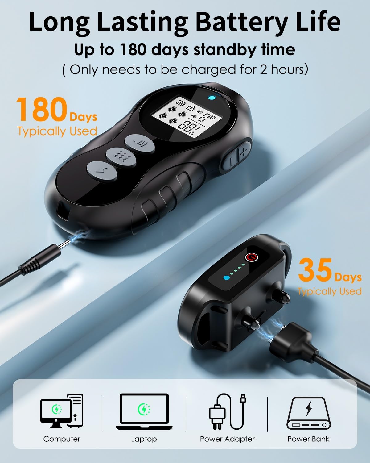 DDZ rechargeable dog collar with long standby battery life
