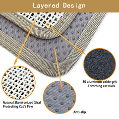 Deapher cat nail file scratcher shows netted sisal top layer inviting scratching