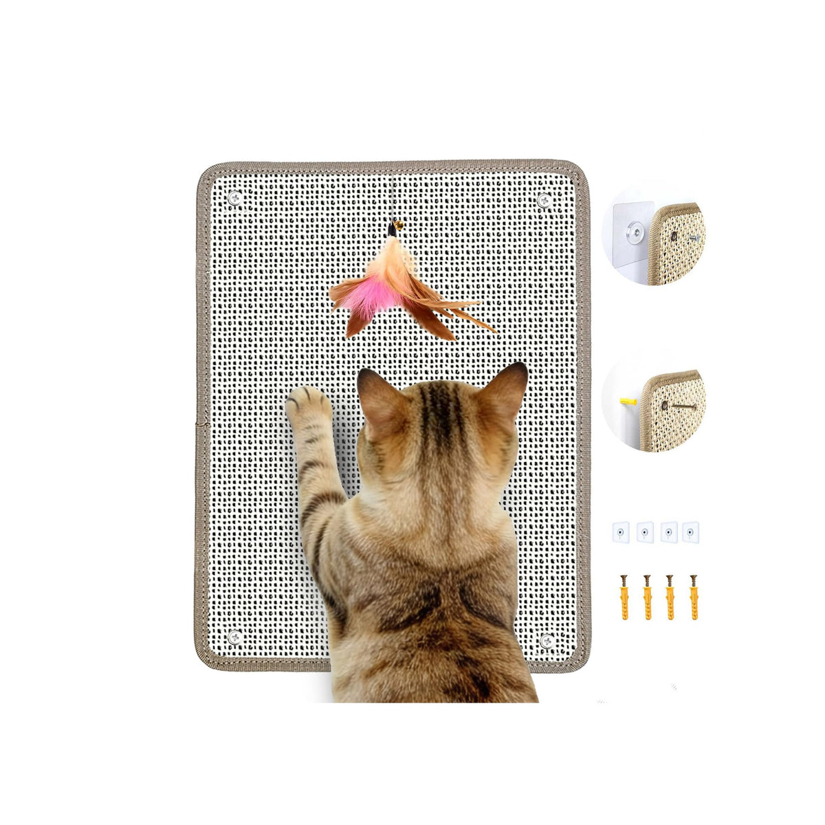 Deapher cat nail file scratch mat close-up shows natural sisal texture for self-filing nails