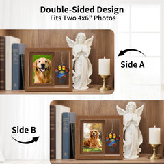 DearKeeps walnut finish frame showcases cherished dog photo beautifully.