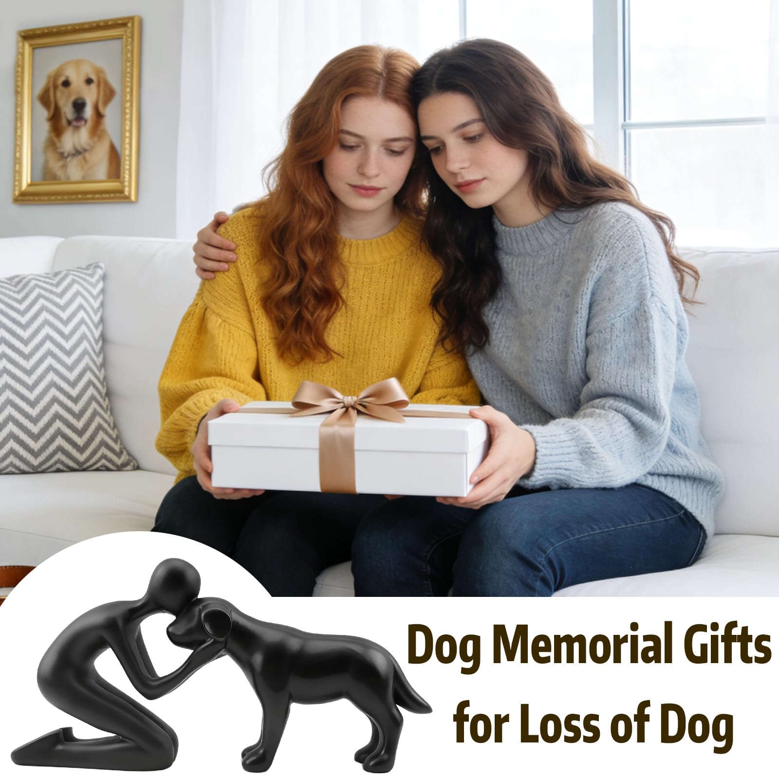 DearKeeps man-and-dog silhouette highlights the enduring bond.